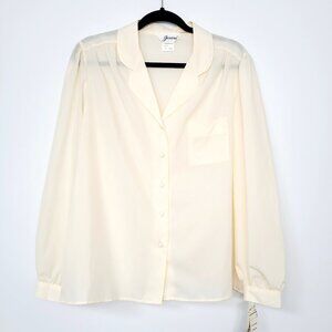 Vintage 70s/80s Jasara Ivory Button-Front Blouse Made in Japan Deadstock